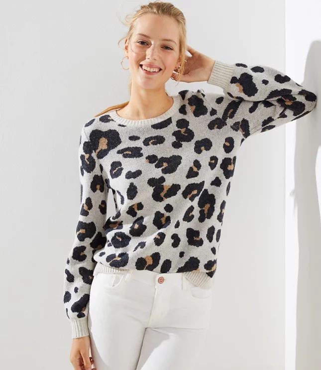 Leopard Jacquard Sweater | LOFT | LOFT