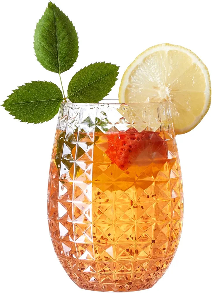 HOMIP Plastic Wine Glasses Stemless Set of 6: 16 oz Pretty Shatterproof Whiskey Cocktail and Frui... | Amazon (US)