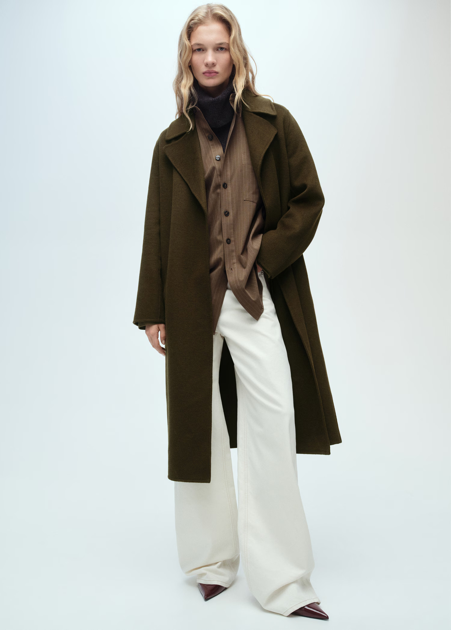 Handmade long coat with belt - Women | MANGO USA | Mango (US/MX/AU)