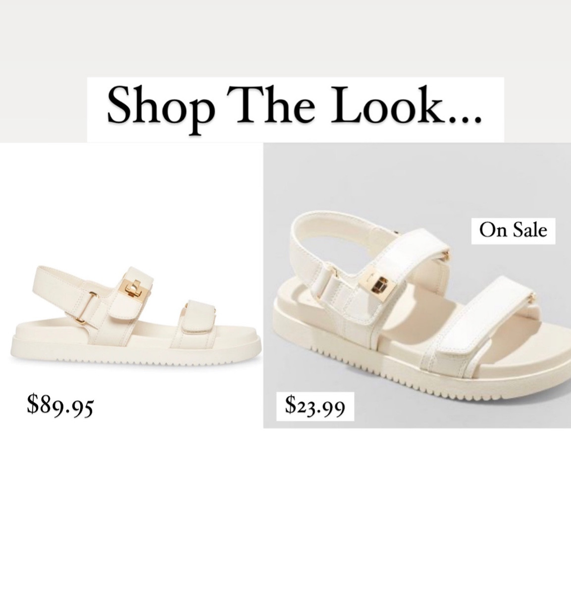 Shop the look Steve Madden Bone dad sandals 
Look for less
Double buckle
Gold
White
Beige
Off white
Target 
A new day
Summer sandals
Sale
Target finds 
Target style 


#LTKshoecrush #LTKsalealert #LTKSeasonal