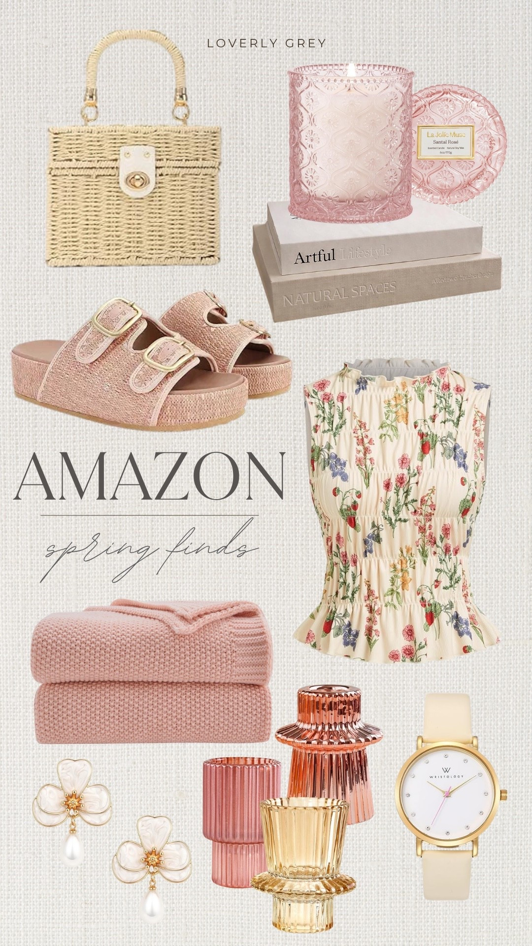 All the pretty pink finds lately that I can’t get enough of! The woven bag and platform sandals are so cute for everyday, and that floral top is such a fun piece to style. Also love the candles and cozy throw for adding a little color around the house!

#LTKSeasonal #LTKdayinmylife