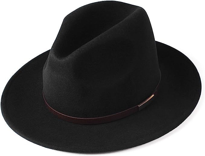 FURTALK Fedora Hats for Men Women 100% Australian Wool Felt Wide Brim Hat Leather Belt Crushable ... | Amazon (US)