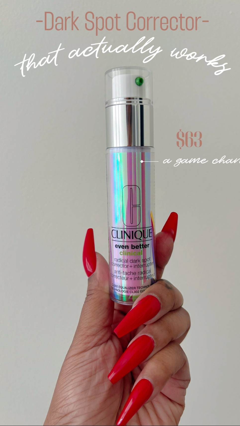 One thing about me—I invest in my skin just like I invest in my life: intentionally and unapologetically. And when it comes to dark spots and hyperpigmentation, this serum has been a game changer.

I’ve been using the Clinique Even Better Clinical Dark Spot Corrector + Interrupter in the 1.0 fl. oz. size ($63 at Ulta), and my skin has never looked better. My complexion is brighter, more even, and those stubborn dark spots? They’re fading.

Why it’s Rich Auntie Approved:
•Packed with Vitamin C + Salicylic Acid to visibly fade dark spots and brighten skin
•Lightweight, non-greasy, and dermatologist-tested for all skin types
•Comes in 3 sizes so you can choose what works best:
	•	1.0 fl. oz. – $63 (my go-to)
	•	1.7 fl. oz. – $88
	•	3.4 fl. oz. – $144.50

Rich Auntie Tip: Skincare is an investment, and consistency is key. Apply morning and night before moisturizer and SPF, and let this serum do the work.

I linked it on my LTK, so if you’ve been searching for the best dark spot corrector, head to my bio and check it out. Let your skin shine the way it’s meant to.

Have you tried this? Let me know what’s working for you.

#LTKWatchNow #LTKBeauty #LTKSaleAlert