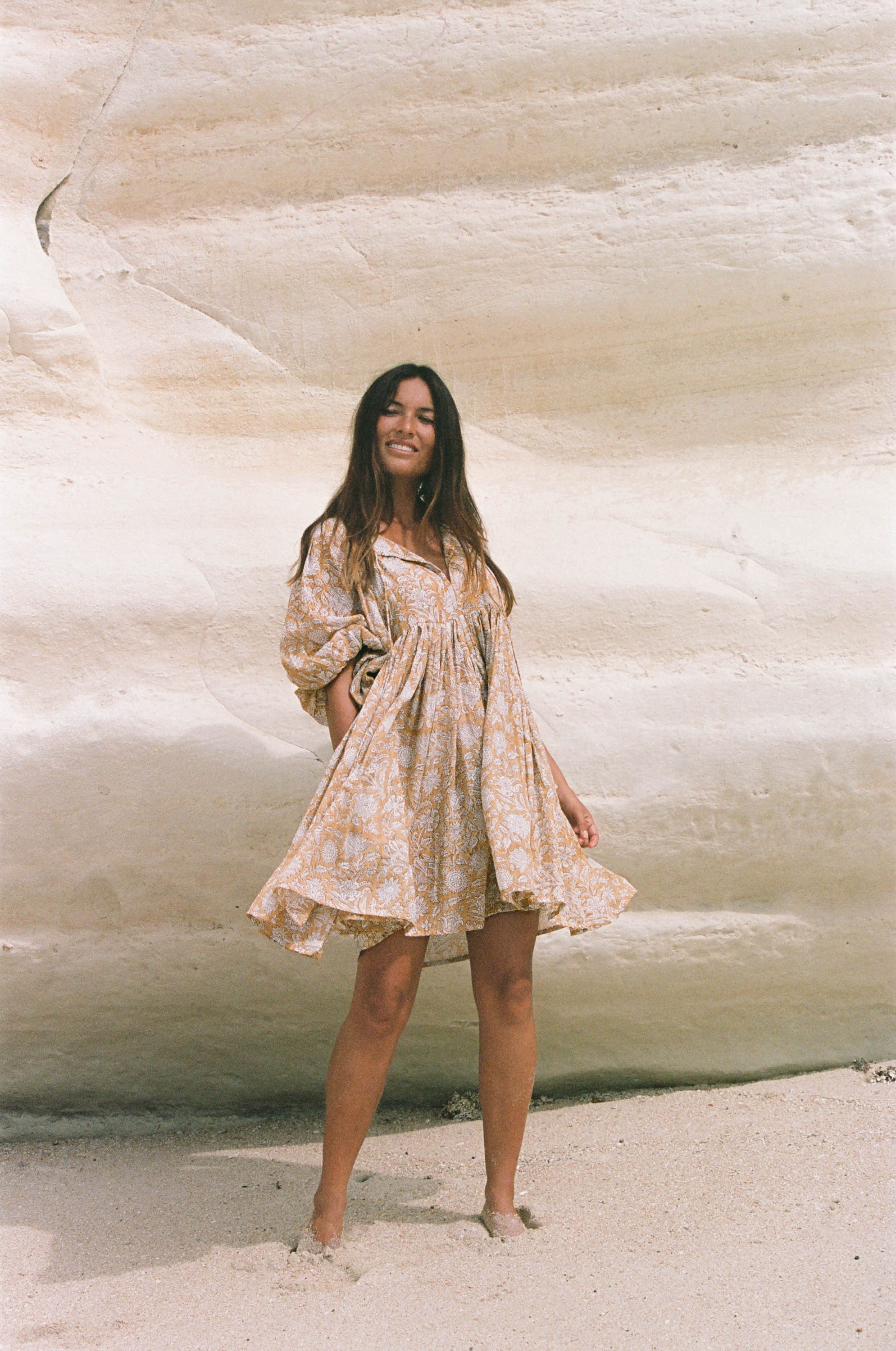 Kyra Mini Dress ~ Cumin | Daughters of India