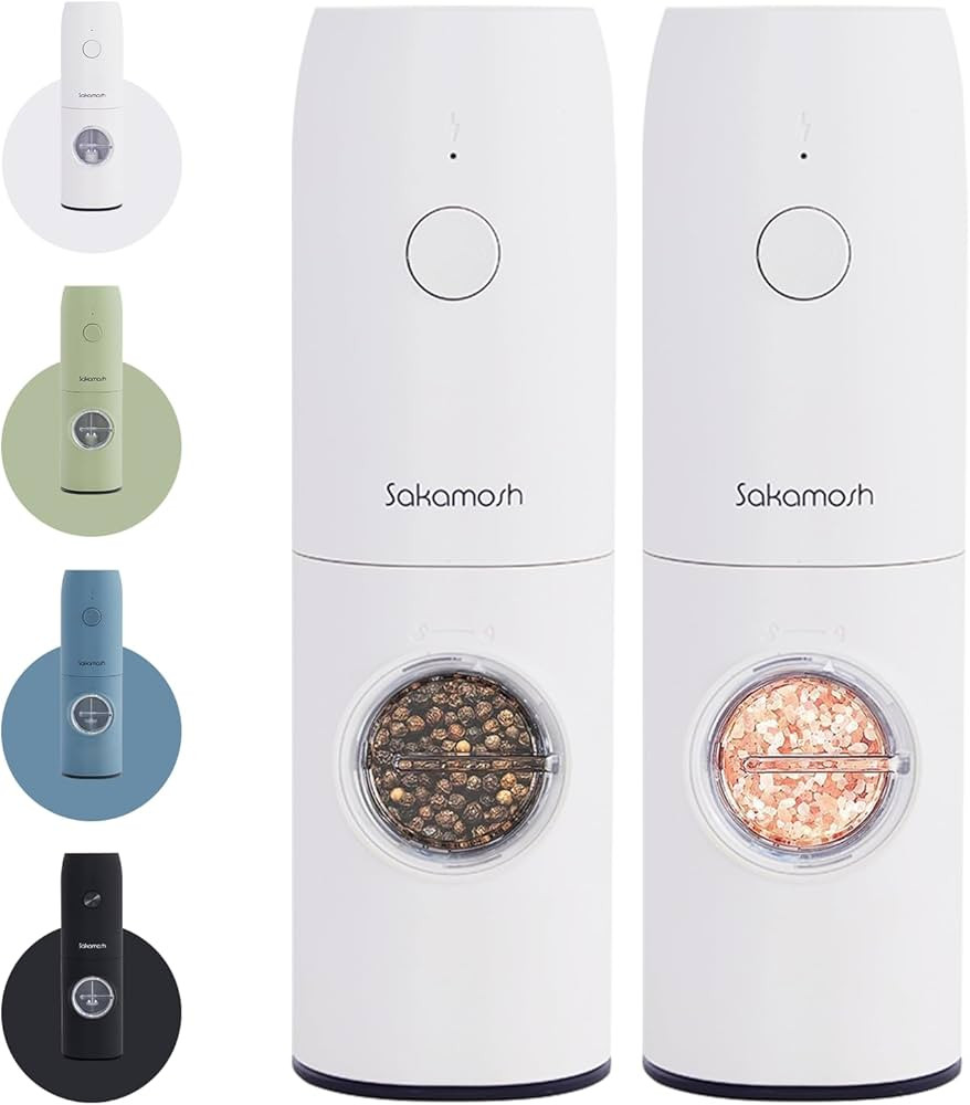 Electric Salt and Pepper Grinder Set, Rechargeable,Adjustable Coarseness with LED Light, Electric... | Amazon (US)