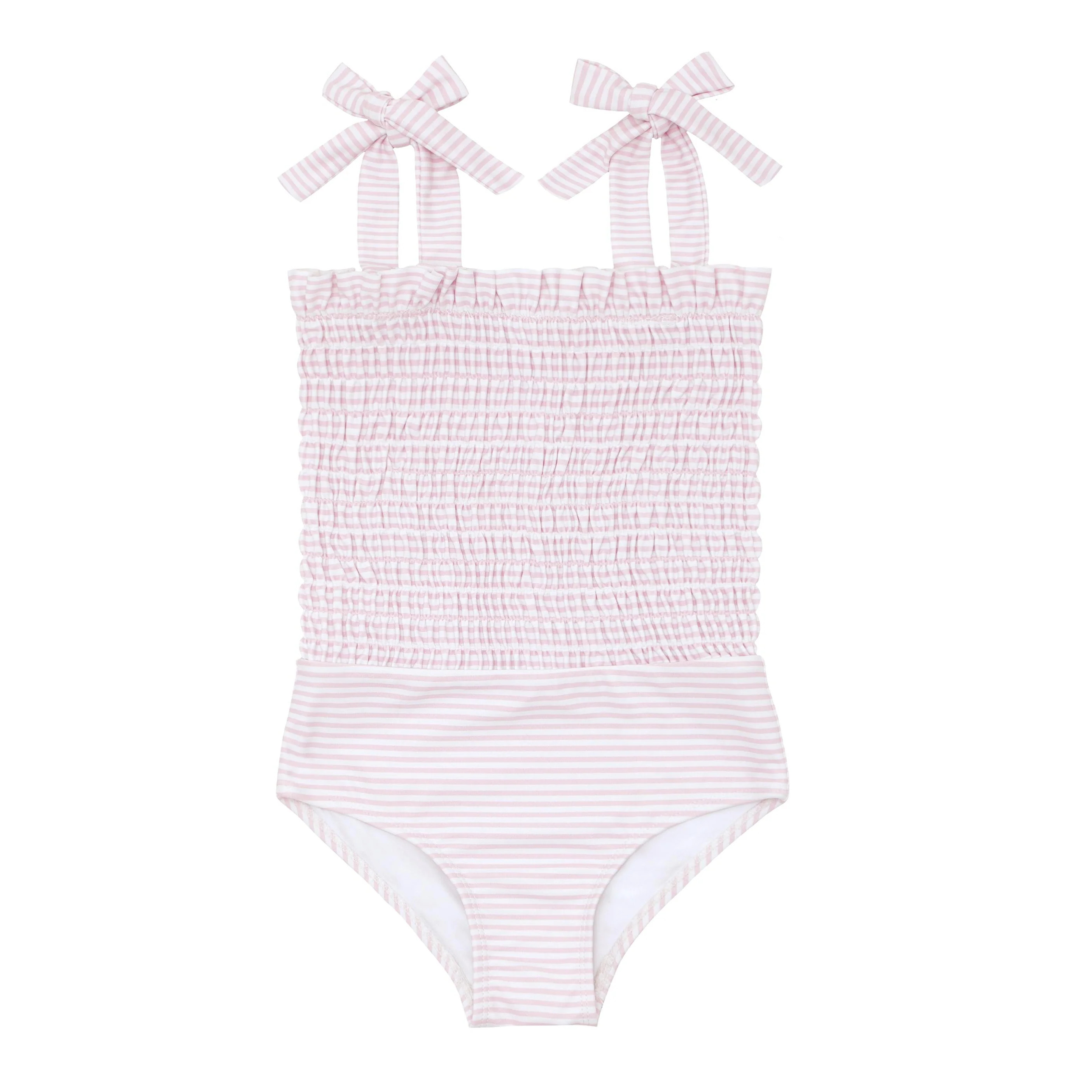girls pink stripe smocked one piece | Minnow