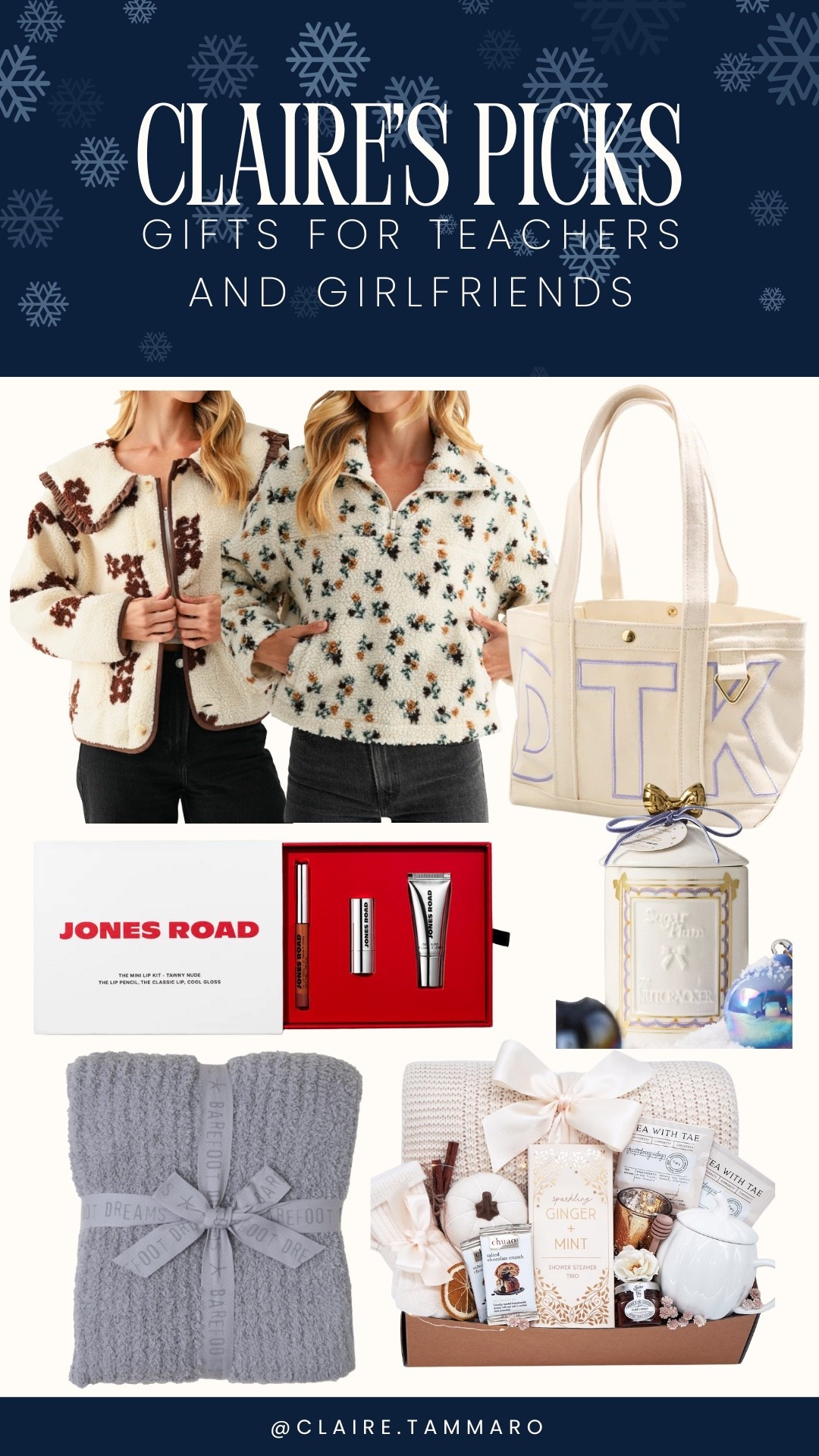 Gifts for Girlfriends and Teachers!!! 


Sherpas, jones road lip kit, custom tote bag, anthropologie candle, barefoot dreams blanket, homemade spa kit, holiday gift guide, gift guides, gifts for friends, gifts for teachers

#LTKHoliday #LTKSeasonal #LTKGiftGuide