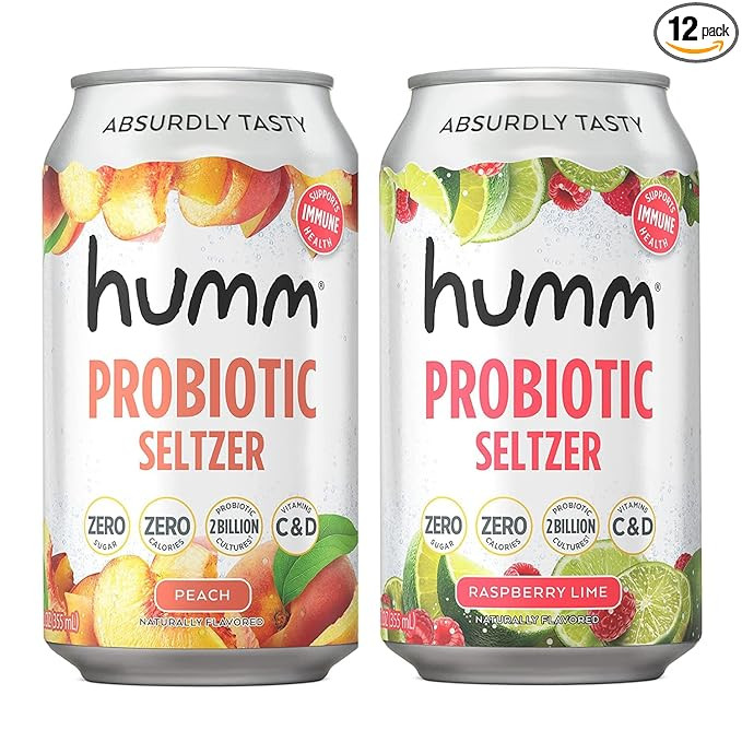 Humm Sparkling Water Variety Pack - Peach & Raspberry Lime Seltzer - Zero Sugar, Zero Calorie, Wh... | Amazon (US)