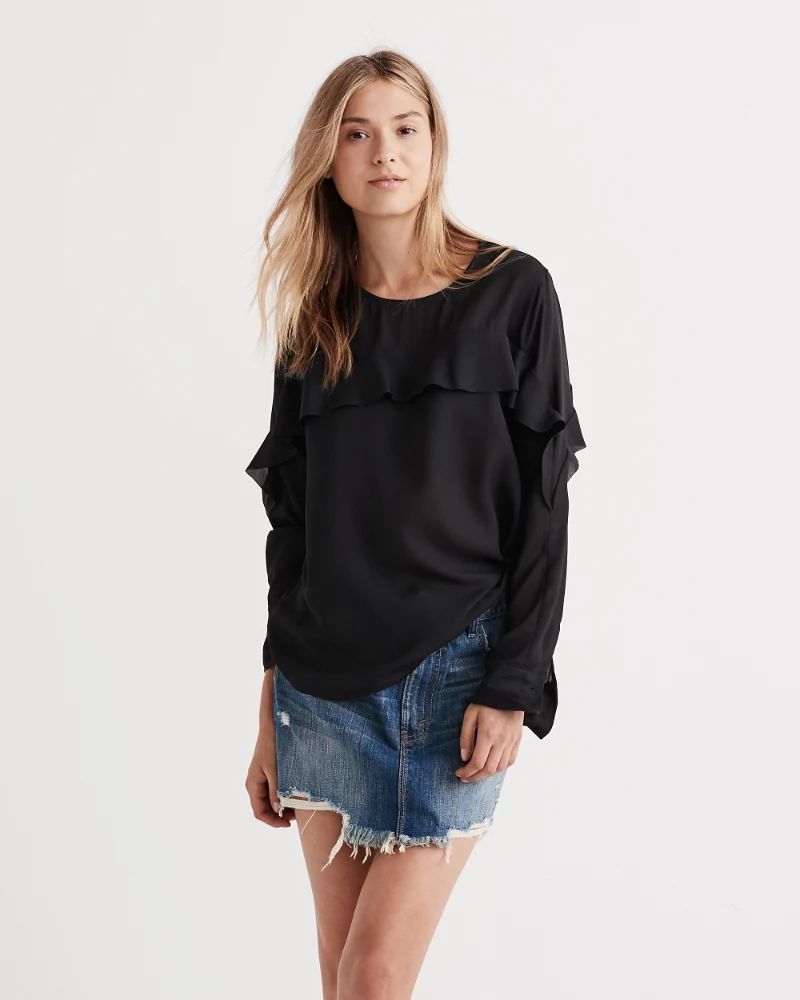 Ruffle Yoke Top | Abercrombie & Fitch US & UK