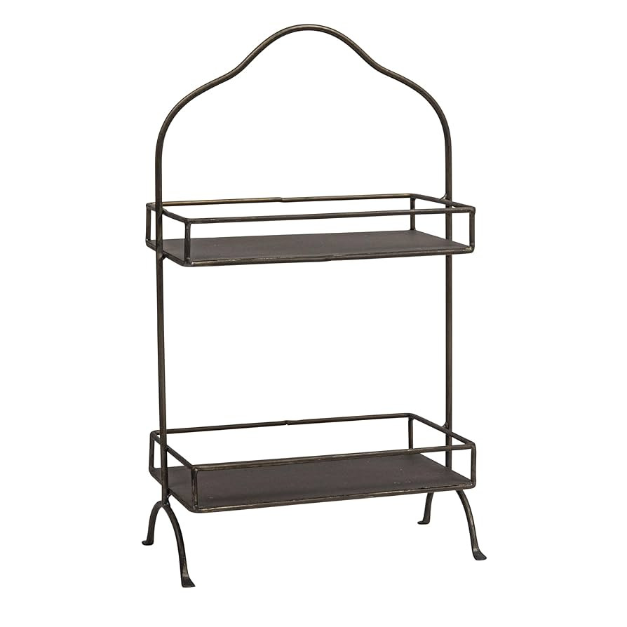 Creative Co-Op Decorative Metal 2 Tier Tray with Handle | Amazon (US)