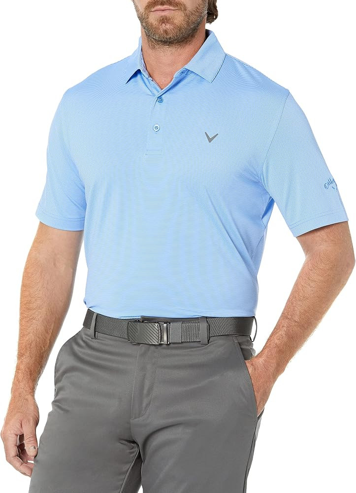 Callaway Men's Fine Line Stripe Short Sleeve Golf Polo Shirt | Amazon (US)