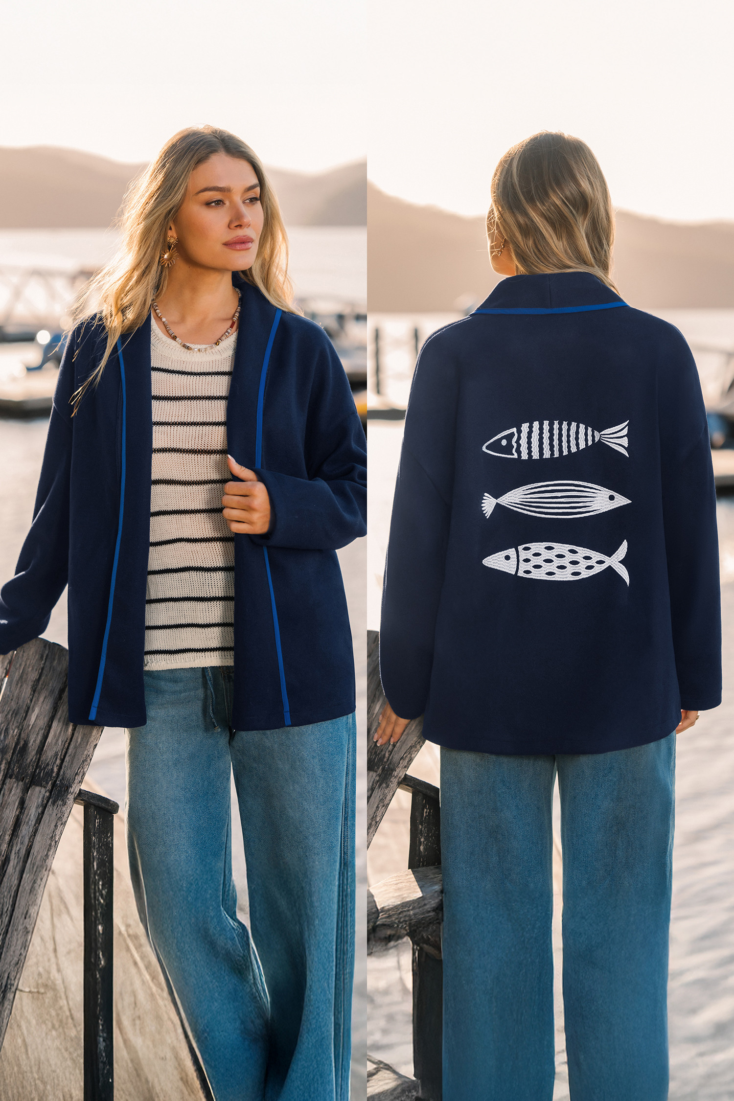 Reel Talk Blue Coat | Cupshe US