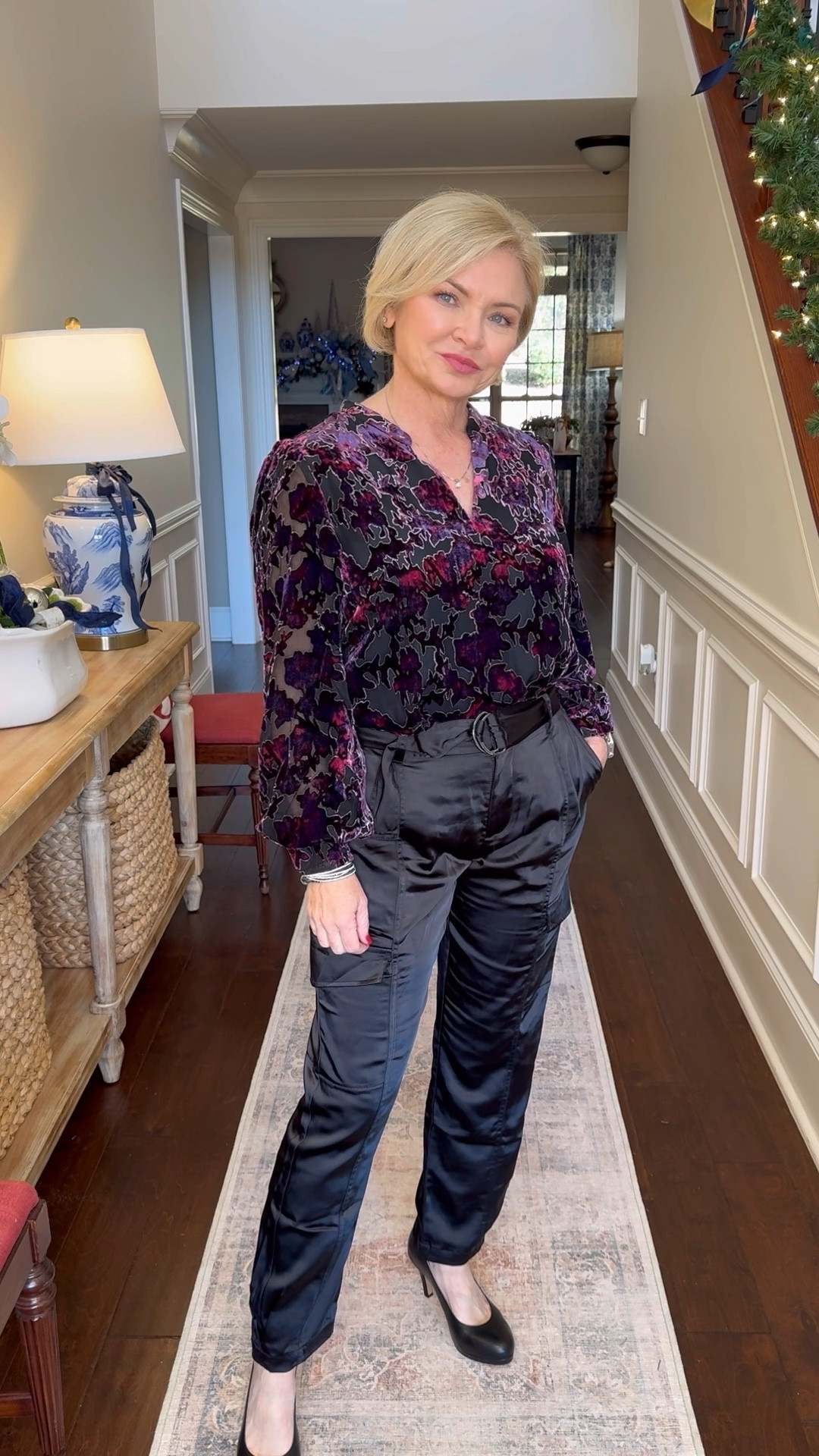 Cool look for a date night or girls night. The blouse is absolutely gorgeous! I'm wearing small
Blouse, 4 pants. 

Holiday outfits
Girls night out
Date night 
Cargo pants
Velvet
Christmas outfit
Holiday outfits
Holiday party 
Sparkle
Over 50
Petite style

#fashionover50
#stylewithserena
#christmassweater
#christmasoutfits
#holidayoutfits


#LTKStyleTip #LTKHoliday #LTKWatchNow