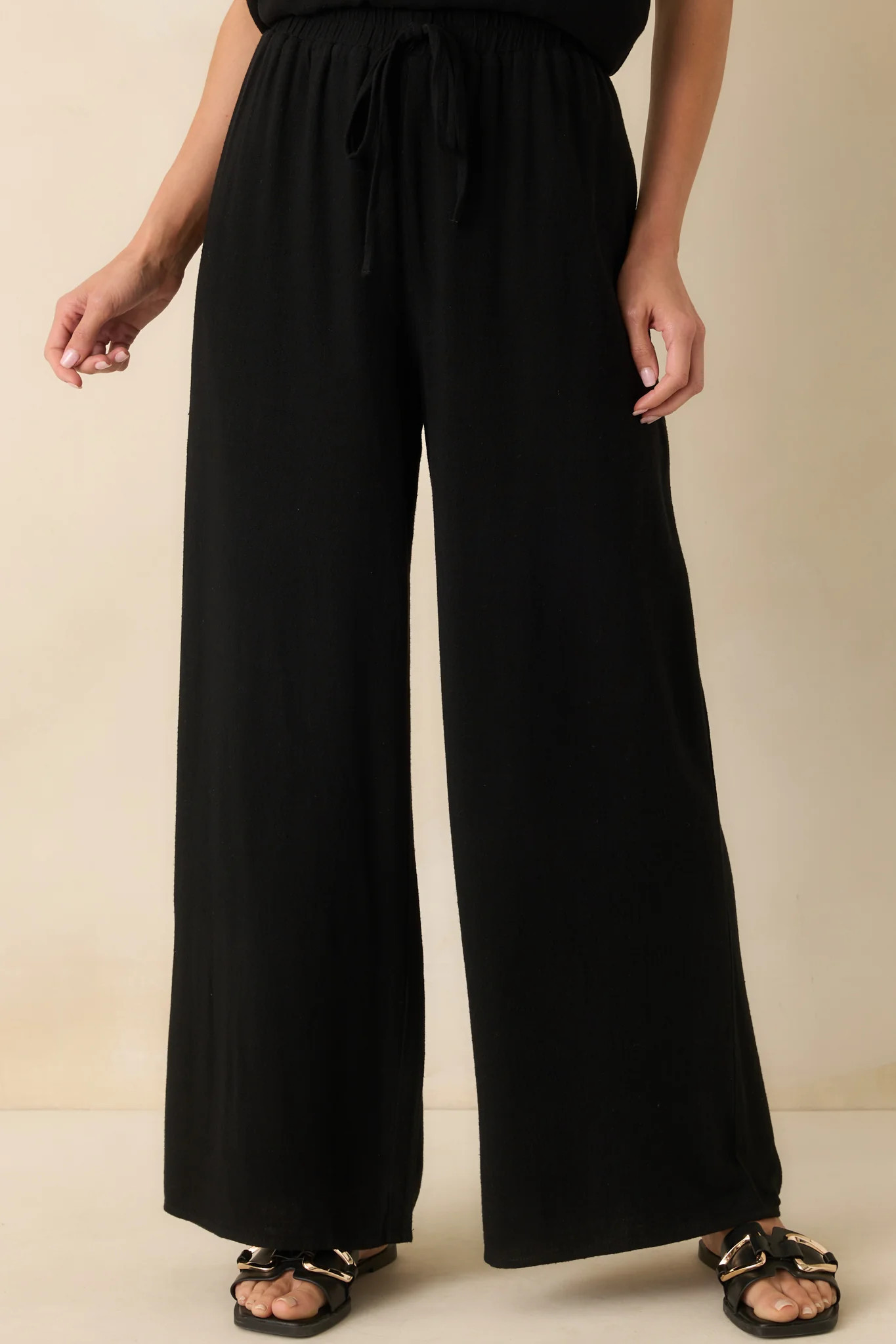Neutral Nomad Black Linen Blend Pants | Red Dress