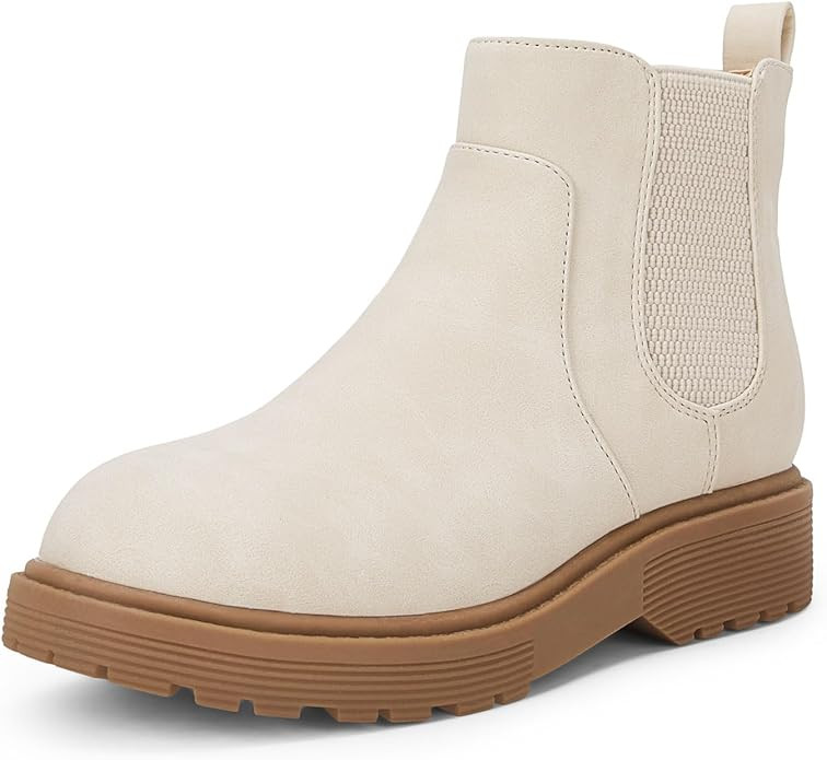 Coutgo Girls Kids Lug Sole Ankle Boots Side Zip Chunky Low Heel Slip On Winter Casual Chelsea Boo... | Amazon (US)