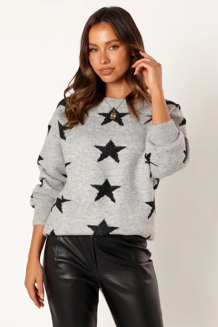 Janiyah Star Knit Sweater - Grey Black | Petal & Pup (US)