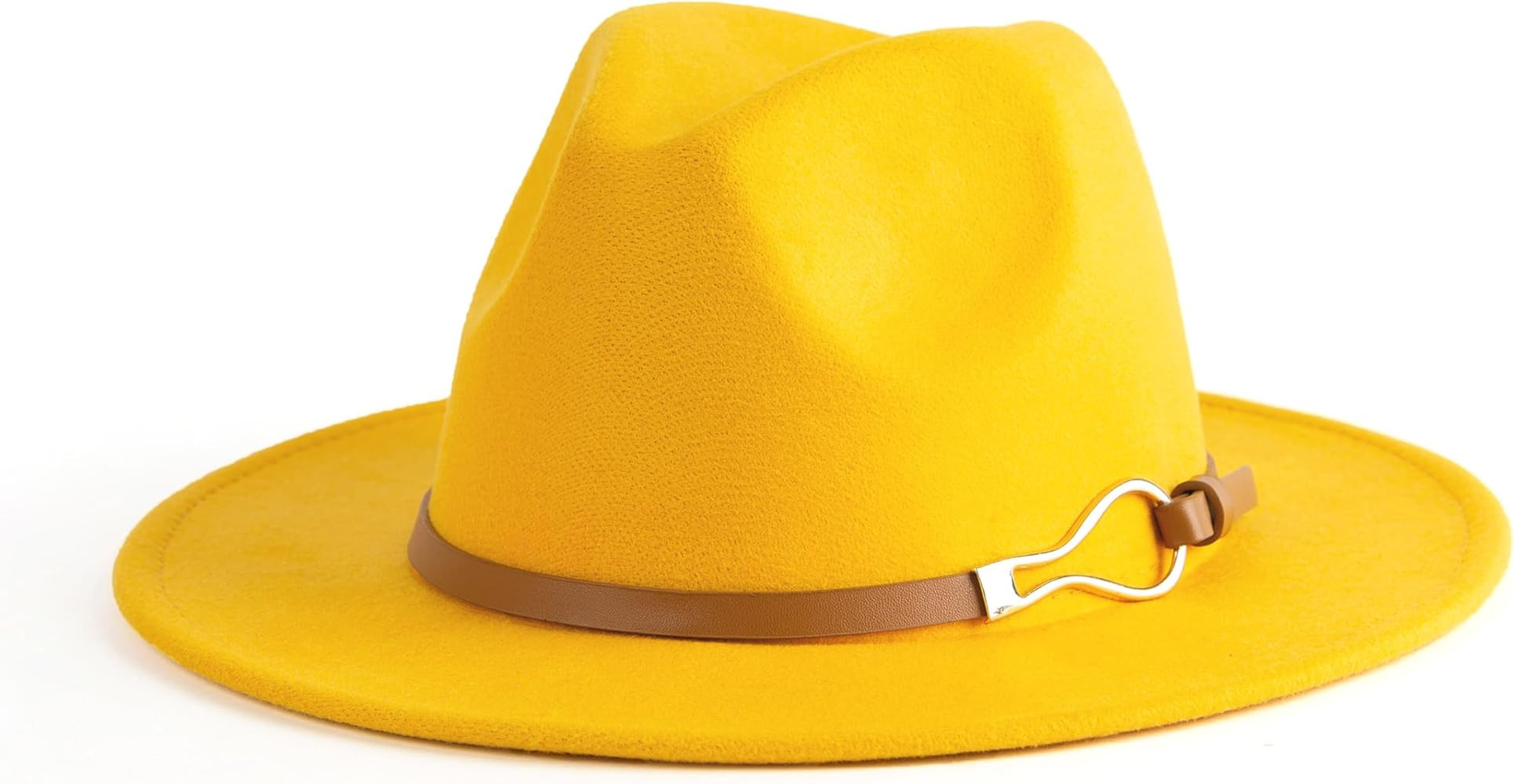 Fashion Women Wide Brim Fedora Floppy Panama Hat with Belt Buckle | Amazon (US)