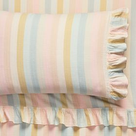 Multi Stripe Cotton Gauze Stripe Organic Sheet Set | Pottery Barn Teen