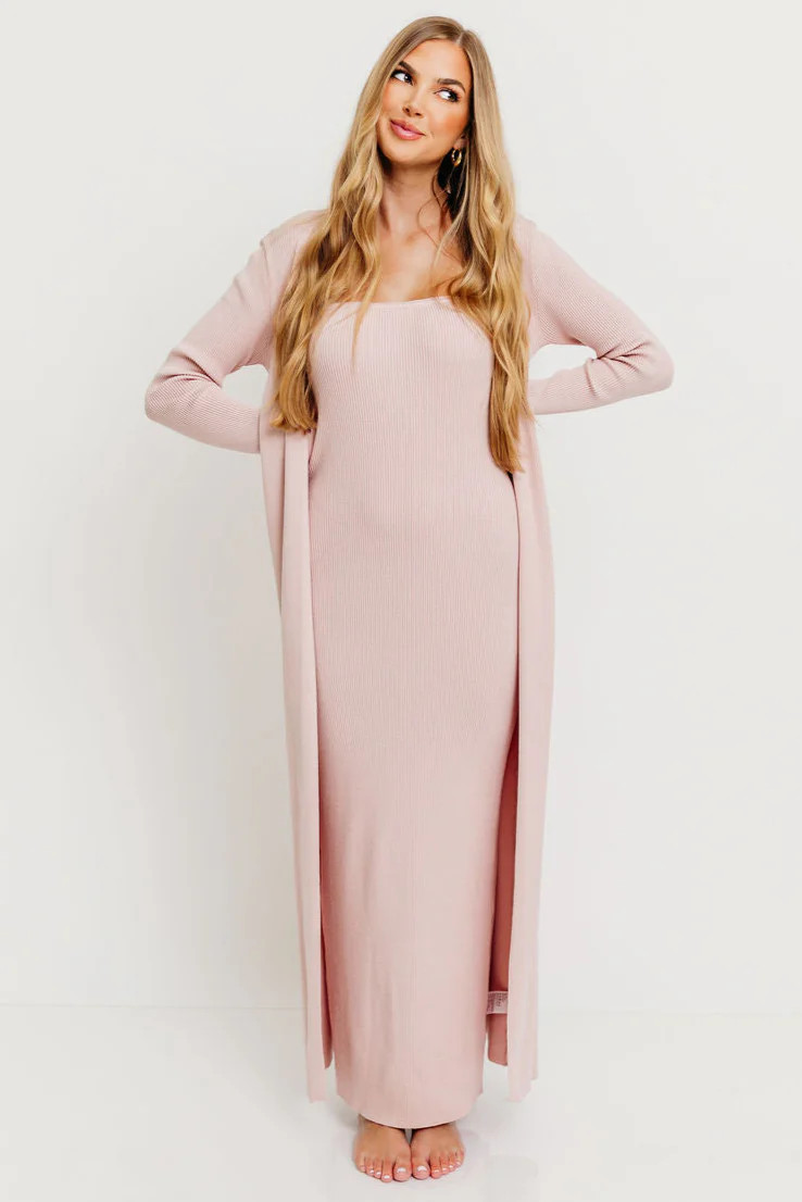 Lina Two Piece Dress Set in Dusty Blush - Bump Friendly | Worth Collective