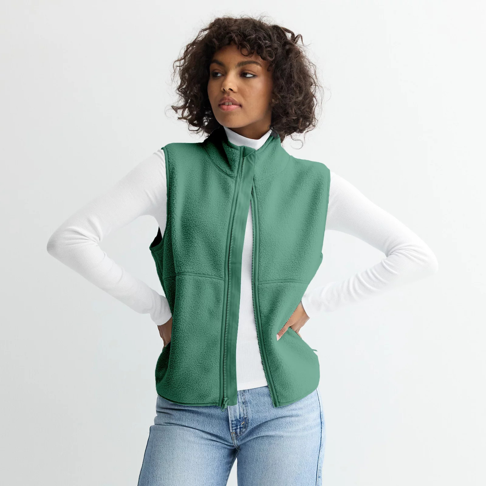 Juniors' SO® Full-Zip Teddy Fleece Vest, Girl's, Size: Small, Villa Green | Kohl's
