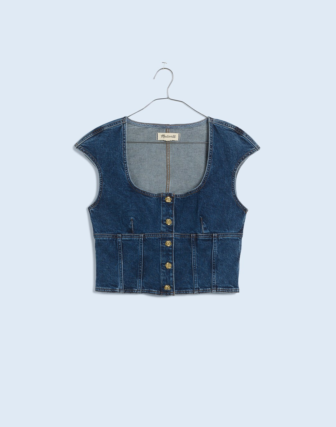 Denim Darted Crop Top in Marbern Wash | Madewell