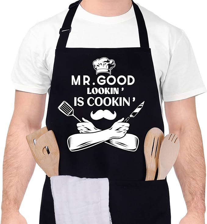 Apron for Men - Mr. Good Looking is Cooking - Personalized Men Birthday Gifts Apron with Pockets,... | Amazon (US)