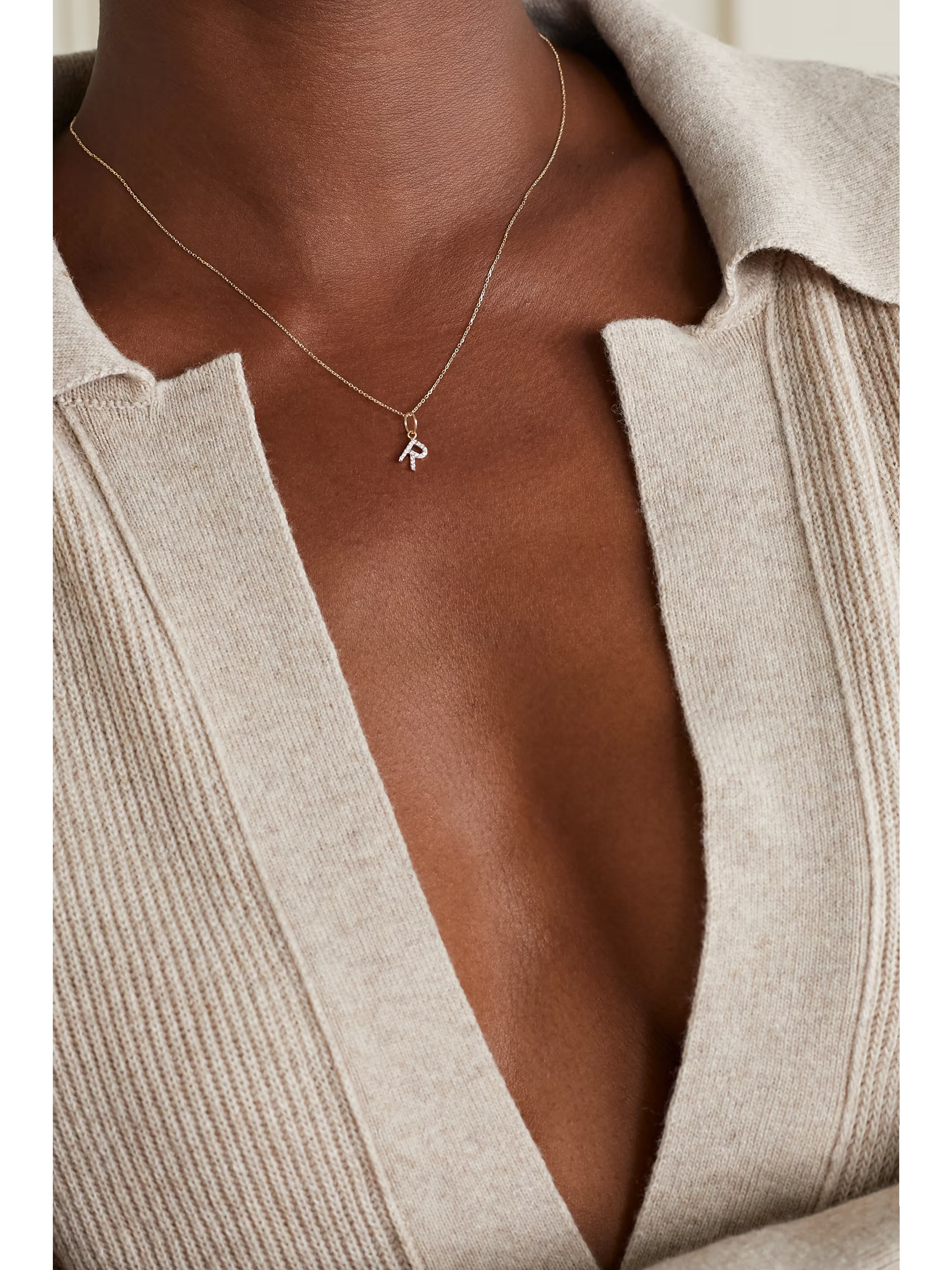 Initial 14-karat gold diamond necklace | NET-A-PORTER (UK & EU)