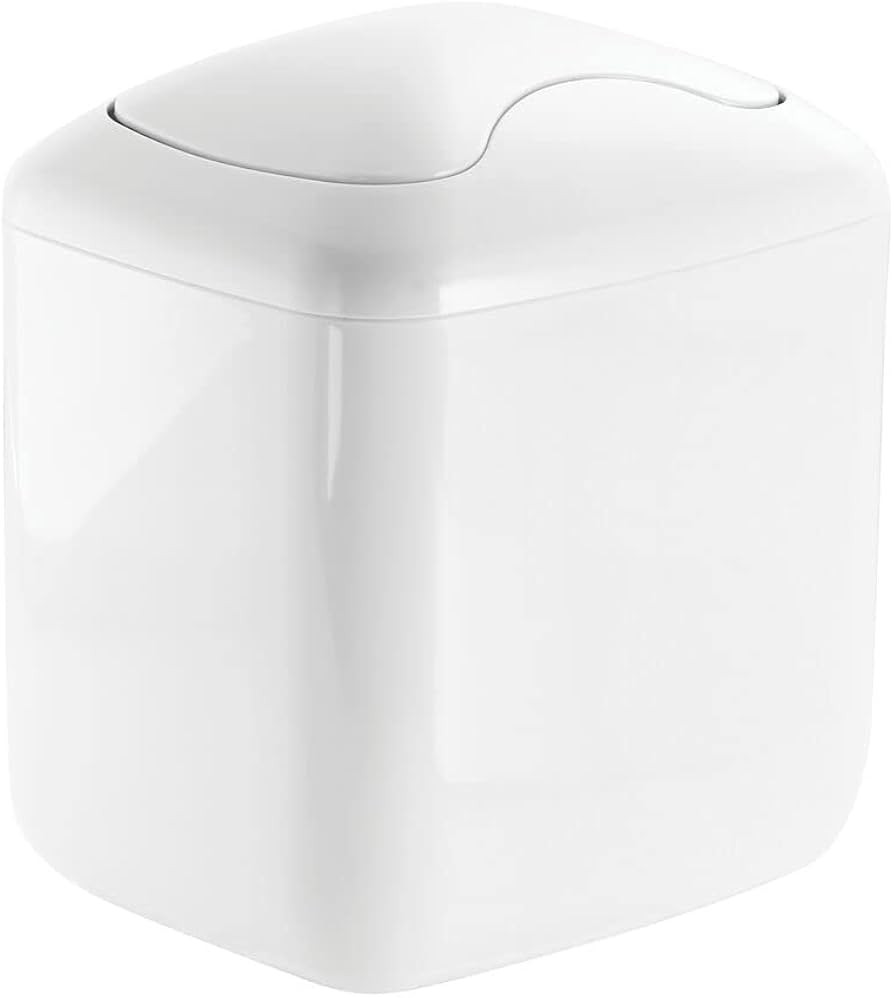 mDesign Plastic Square Mini Wastebasket Trash Can with Swing Lid for Bathroom Vanity, Makeup Tabl... | Amazon (US)