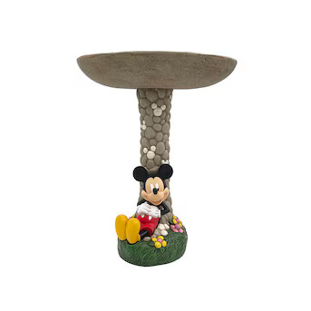 Disney Mickey 20-in H Brown Polypropylene Complete Birdbath | Lowe's