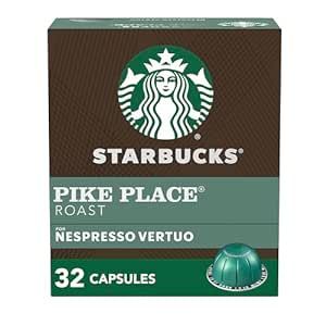 Starbucks by Nespresso Medium Roast Pike Place Roast Coffee (32-count single serve capsules, comp... | Amazon (US)