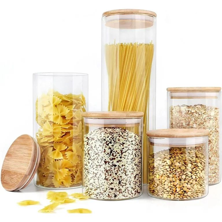 Glass Jar with Bamboo Lids Urban Green, Glass Airtight Food Storage Containers, Glass Canister Se... | Walmart (US)