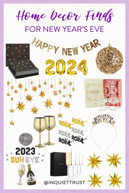 Welcome the new year with these fabulous and fun party must haves! #NYEparty #sparklyhomedecor #holidaybuntings #diningroomessentials

#LTKhome #LTKstyletip #LTKHoliday