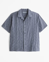 Men's Camp Collar Embroidered Button-Up Shirt | Men's Tops | Abercrombie.com | Abercrombie & Fitch (US)