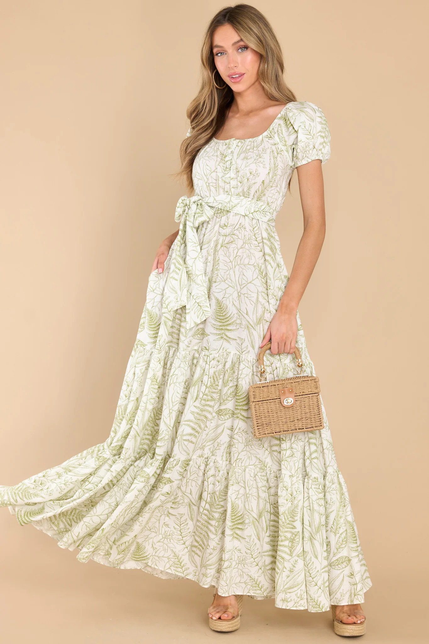 To New Hellos Green Print Maxi Dress | Red Dress 