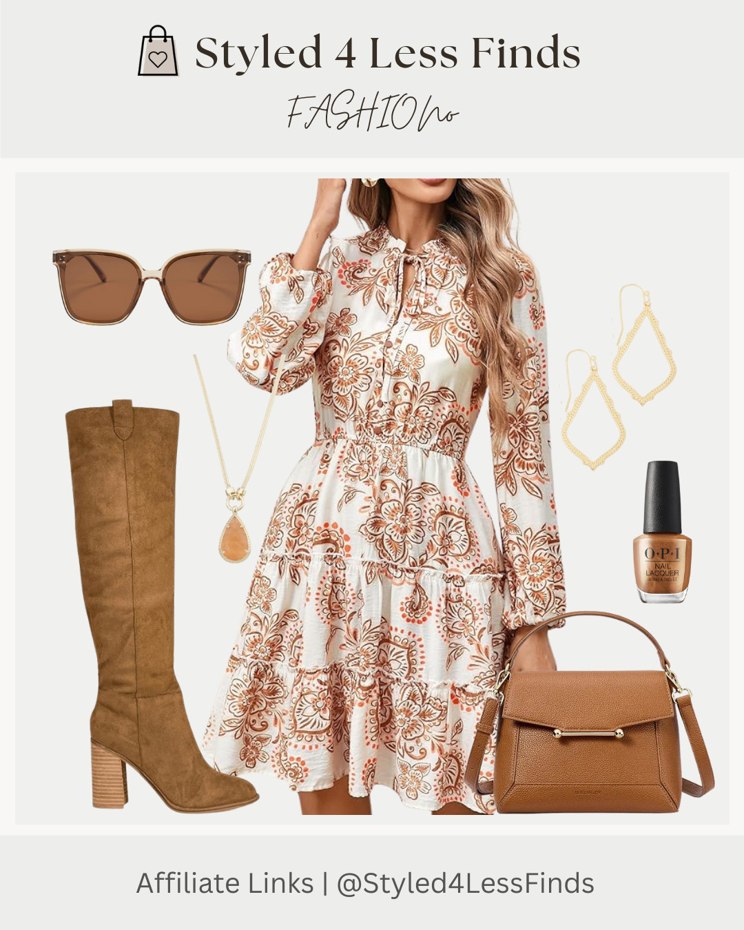 ✨Fall florals done right! This pretty printed dress is such an easy throw-on look for brunch, errands, or a casual date night. Paired with tall boots and warm brown accessories, it gives the perfect cozy-chic vibe for late November. 🍂🤎

Style Tip:
Balance a bold print with solid accessories in warm neutrals—tan, camel, or chocolate tones keep the look elevated without competing with the dress. 

 #LTKcanada #LTKdresses #LTKover50style