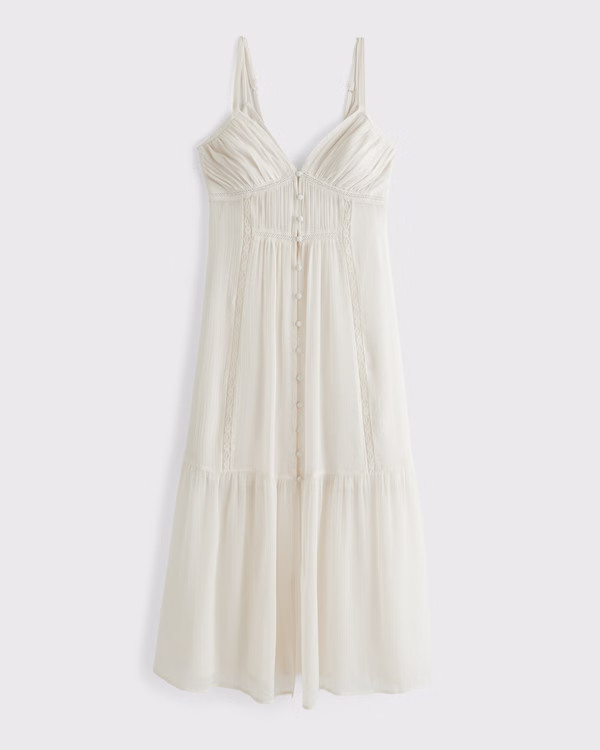 Bra-Free Button-Through Duster Midi Dress | Abercrombie & Fitch (US)