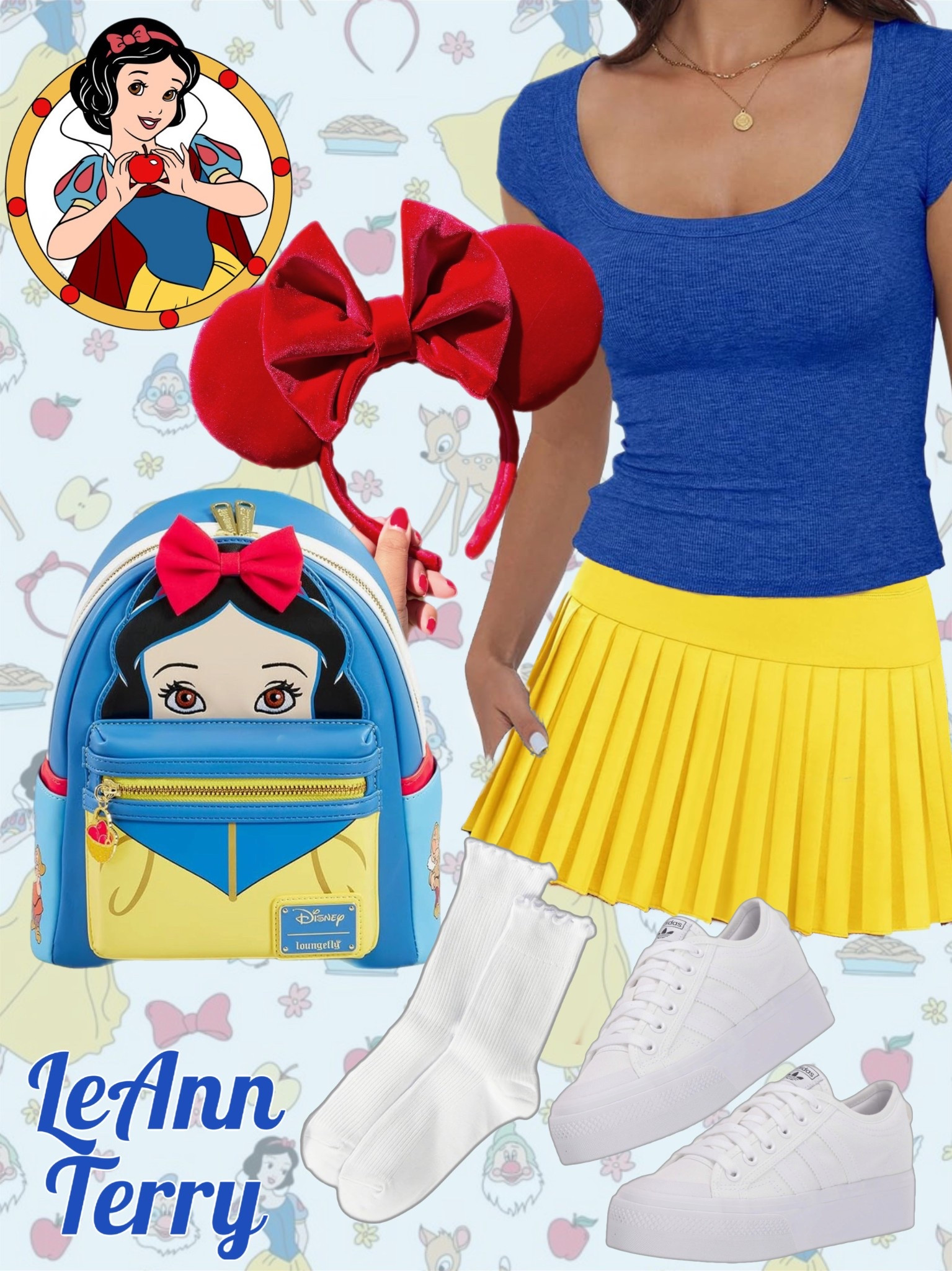 Feeling like a Disney princess in this Snow White-inspired look! ✨👑 A yellow skirt, blue top, and red Mickey ears with a bow are all I need to bring the magic to life! 🍎💫 #DisneyStyle #DisneyBound #SnowWhiteVibes #DisneyFashion #MickeyEars #MagicalOutfit #FairyTaleFeels #DisneyLife #BeYourOwnPrincess