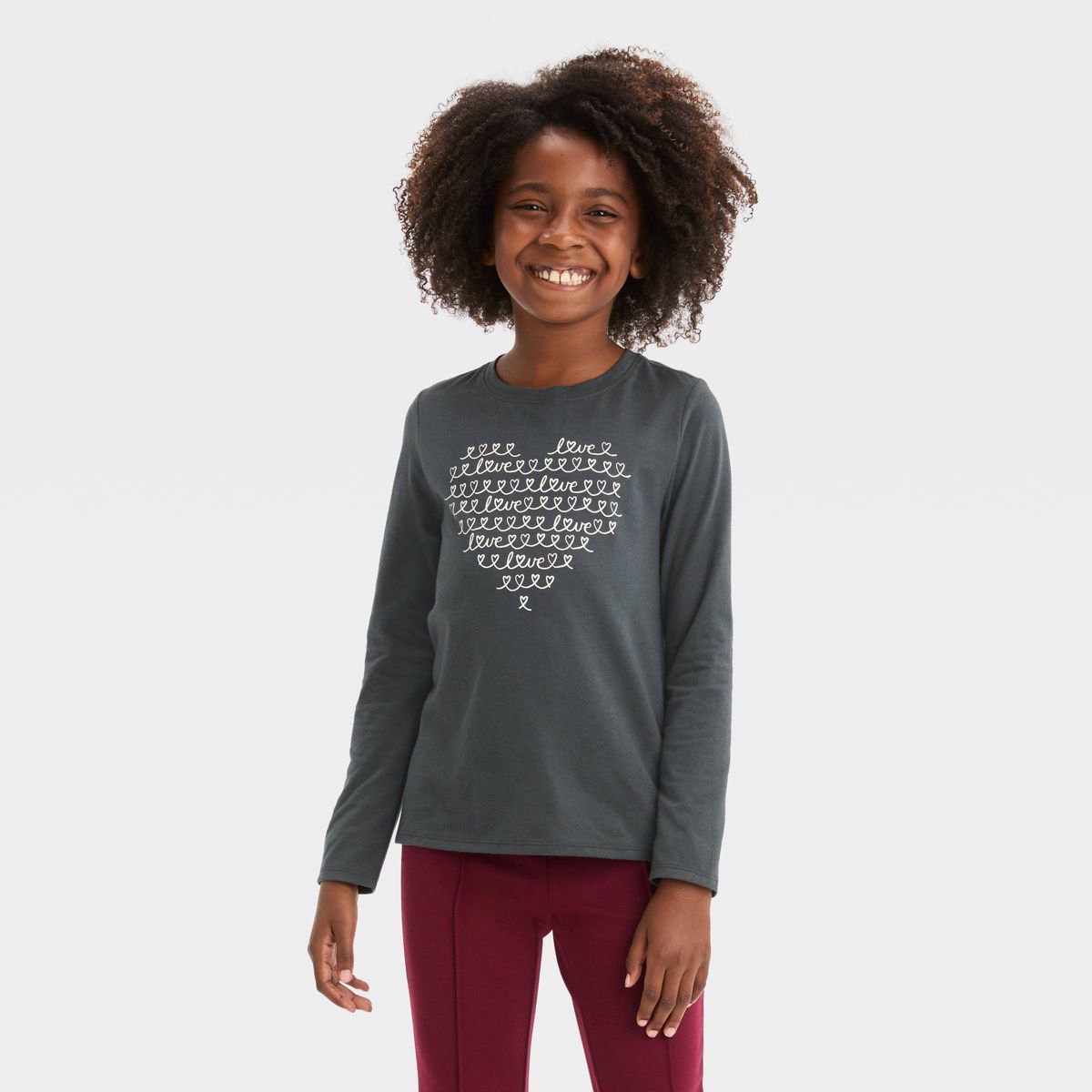 Girls' Long Sleeve Valentine's Day Heart Graphic T-Shirt - Cat & Jack™ | Target