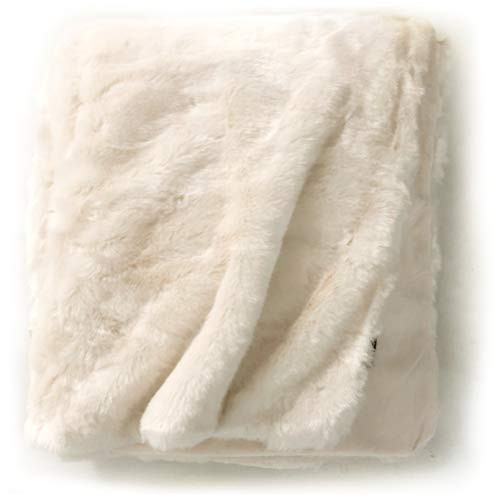 Luxury Faux Fur Oversized Throw Blanket with Plush Velvet Reverse, Fox Lynx or Gray Mink (Cream X-Long) | Amazon (UK)