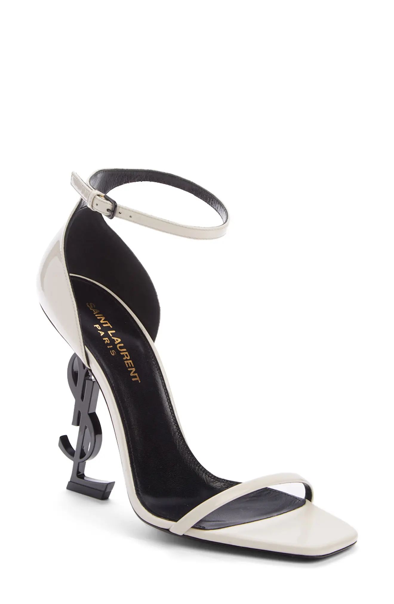 Women's Saint Laurent Opyum Ysl Ankle Strap Sandal, Size 5.5US - White | Nordstrom