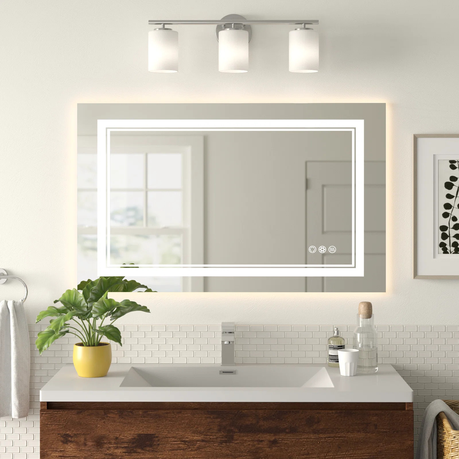 Zipcode Design™ Atherton Modern Frameless Anti-Fog LED Lighted Dimmable Wall Mounted Bathroom V... | Wayfair North America