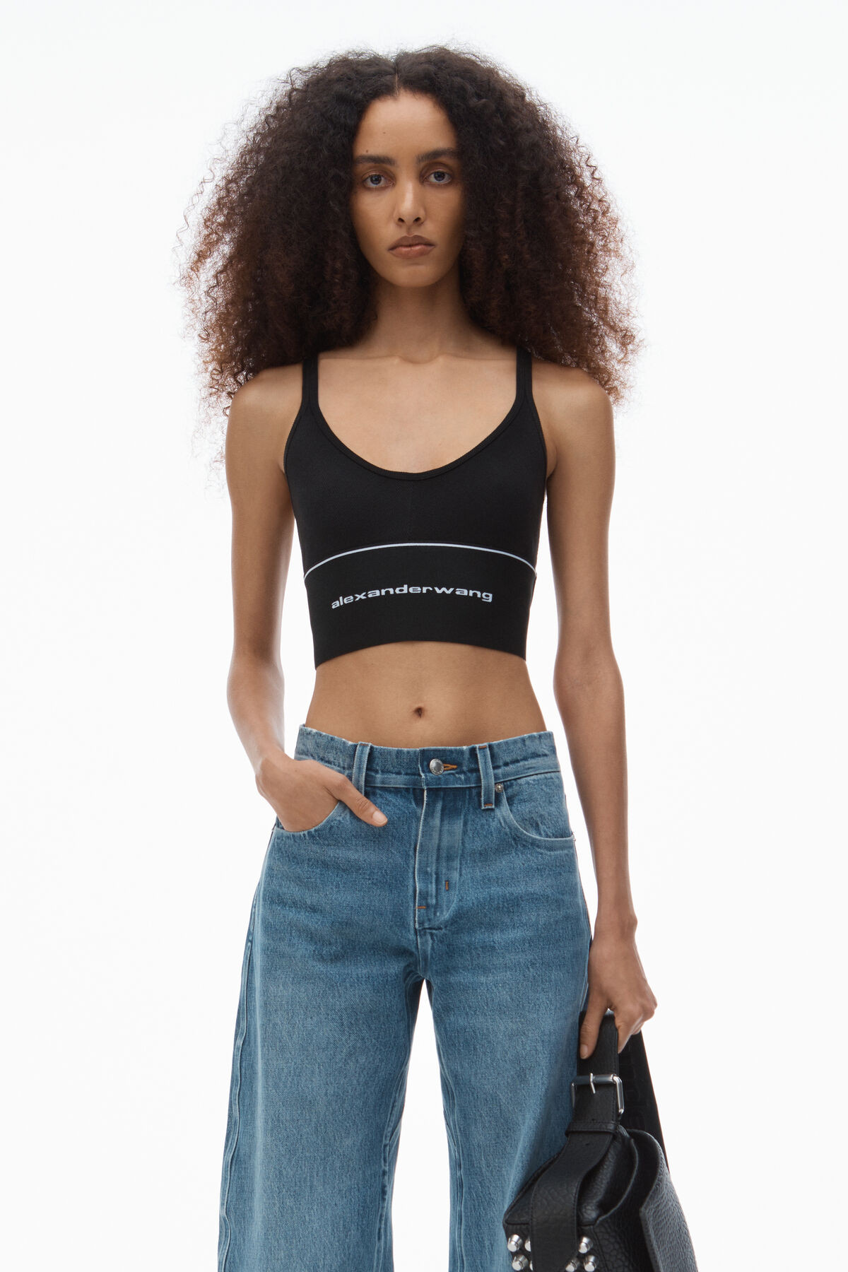 LOGO ELASTIC BRA IN RIBBED JERSEY | Alexander Wang