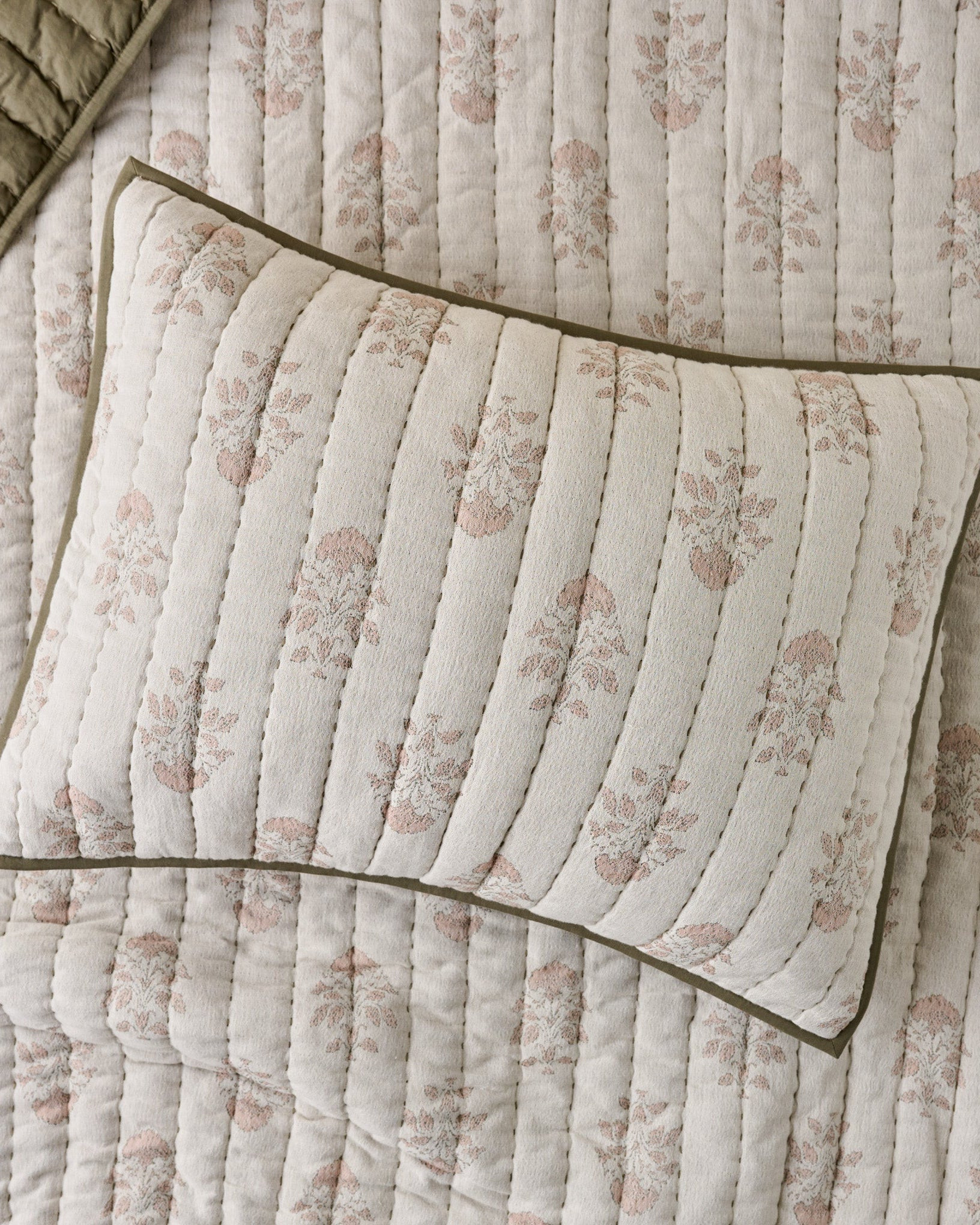 Floral Jacquard Kantha Quilted Sham | Magnolia