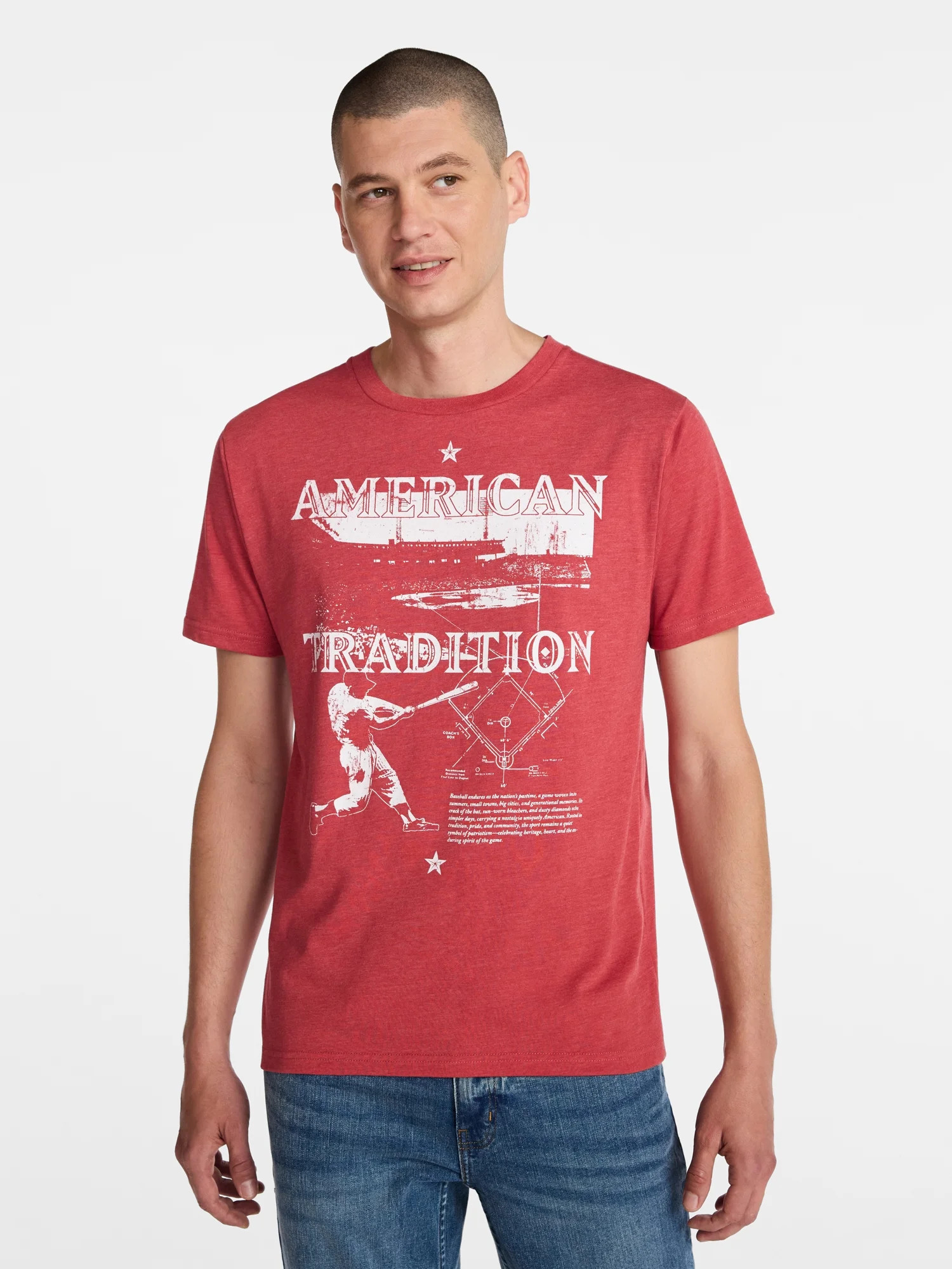 Americana Men's and Big Men's AM Tradition Slugger Graphic Tee Shirt from Way to Celebrate, Sizes... | Walmart (US)