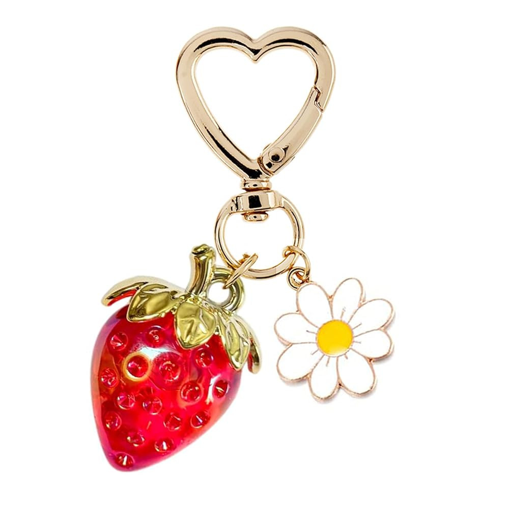 Agromusk Cute Strawberry Keychain,Bag Charms,Kawaii Heart Flower Daisy Key chains Accessories Dec... | Amazon (US)
