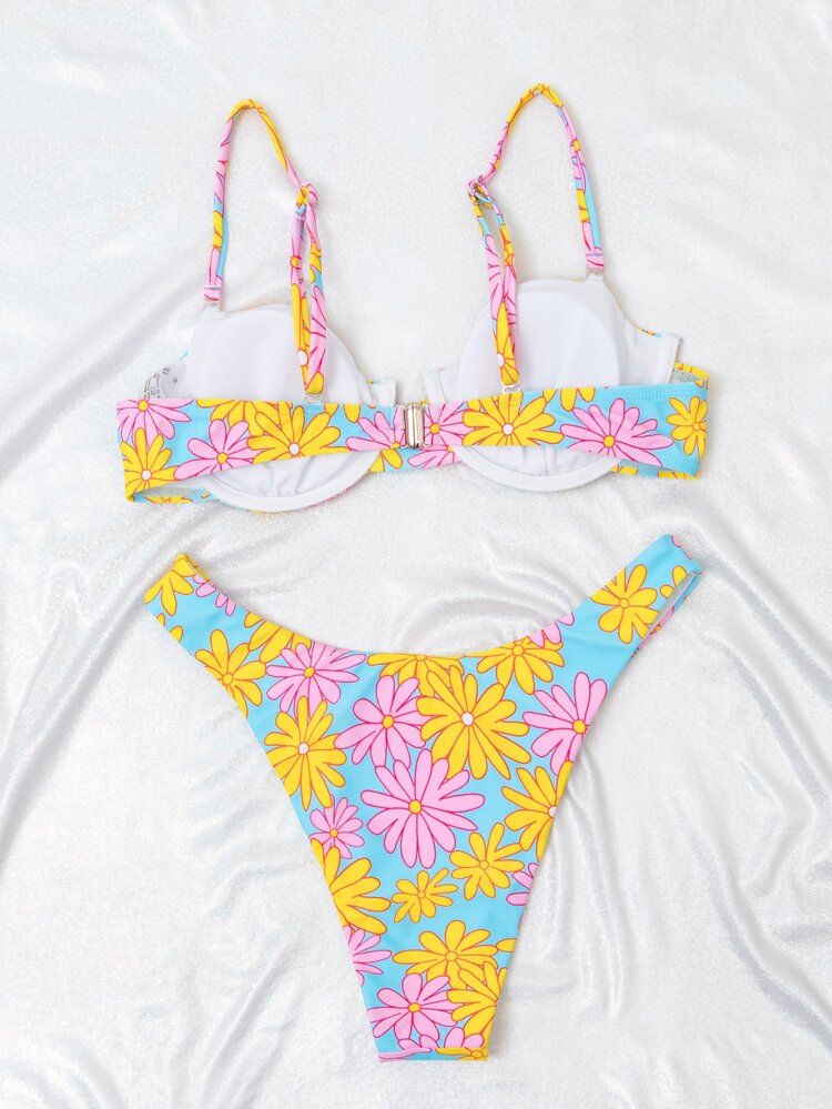 Floral Random Print Underwire Bikini Swimsuit | SHEIN