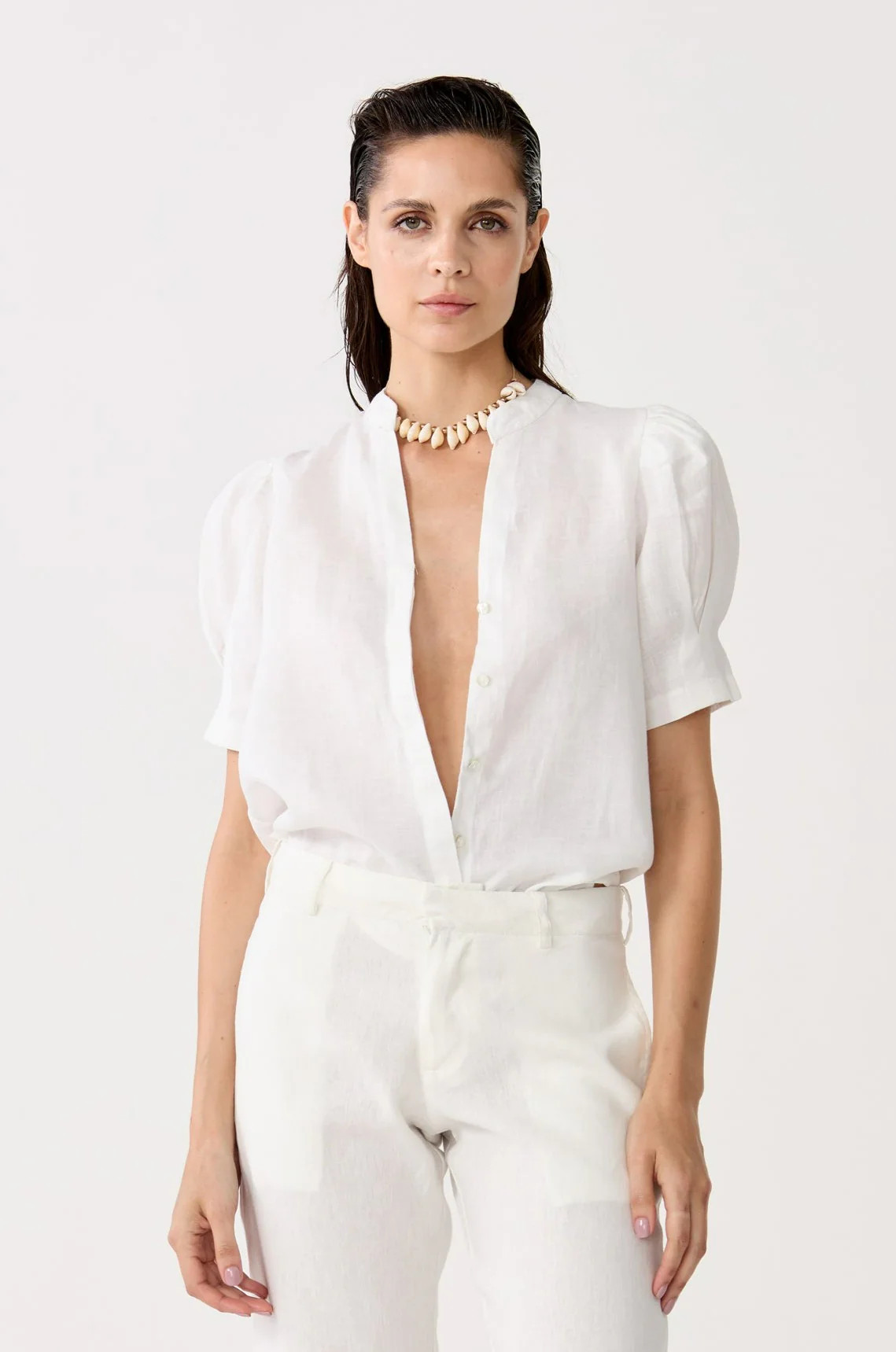 Athina Linen Shirt - White | Lanhtropy