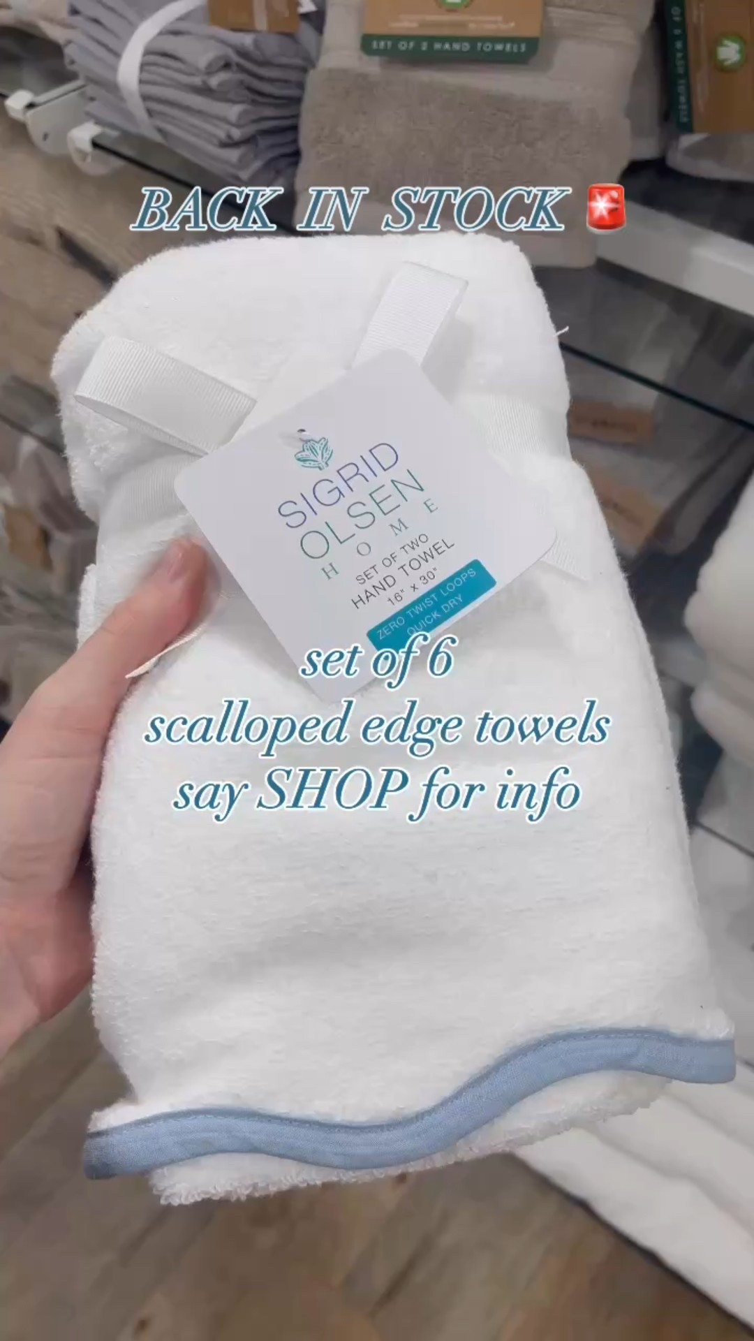 Restock alert! Our favorite scalloped edge spa-like towels are back AND available in more colors! Now in pink and lilac!! 

Say SHOP for info 

Homegoods, scalloped towels, towels, bathroom refresh, look for less, blue and white, home decor, home decorating, bathroom decor, classic coastal home, coastal home

#homegoods #bathroom #towels #homedecor #coastal

#LTKFindsUnder50 #LTKHome