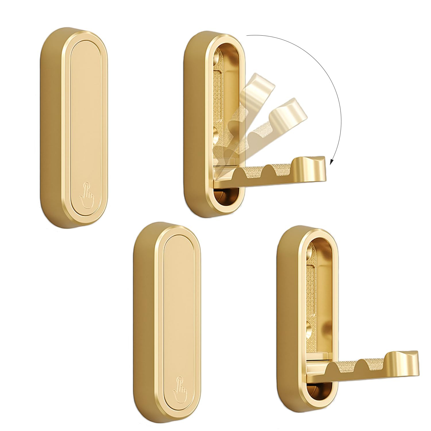 4PCS Folding Coat Hook, Heavy Duty Wall Hooks Made of Zinc Alloy, Foldable Gold Wall Hooks for Ha... | Amazon (US)