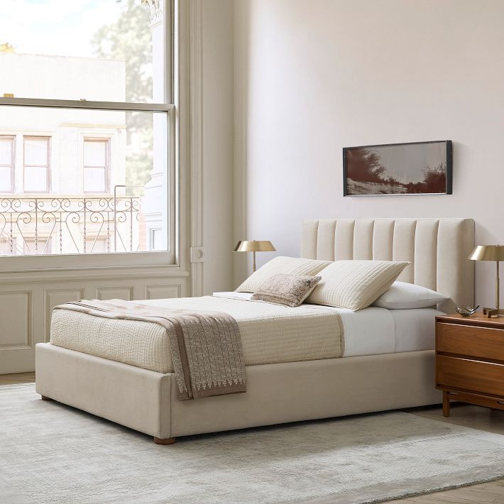Emmett Channeled Low Profile Bed - Wood Legs | West Elm (US)
